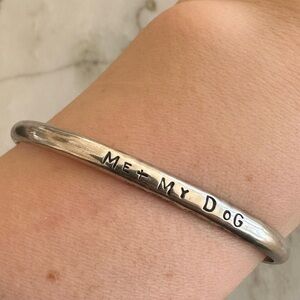 "Me + My Dog" SS Stamped Bangle Bracelet
